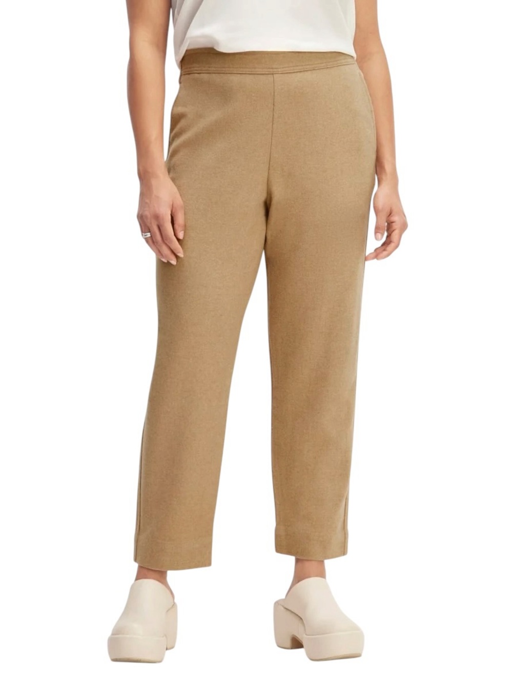Everlane The Wool Flannel Pull-On Pant Tan Wool Trouser Sz L